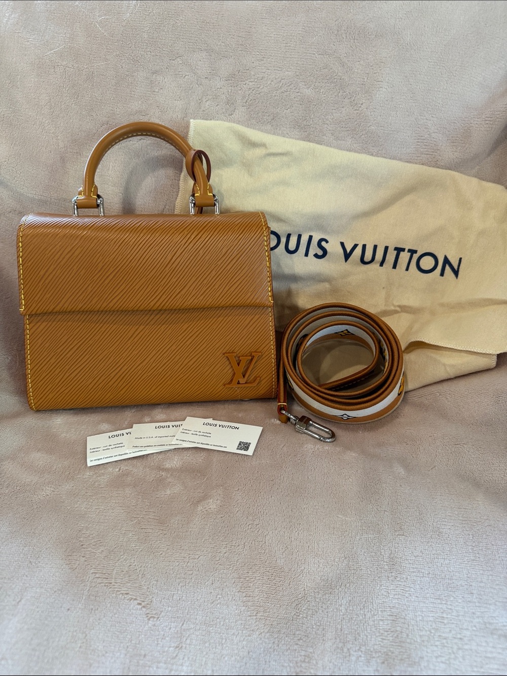 Louis Vuitton Cognac Epi Leather Top Handle Satchel with Strap